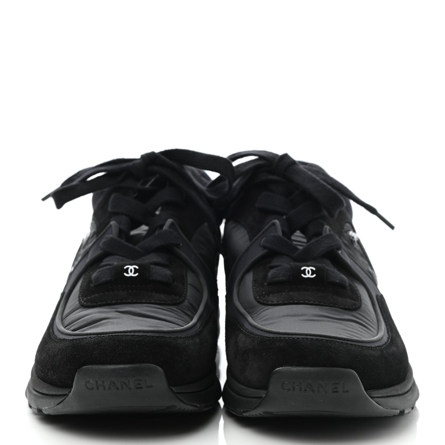 Nylon Calfskin Suede CC Sneakers 40 Black