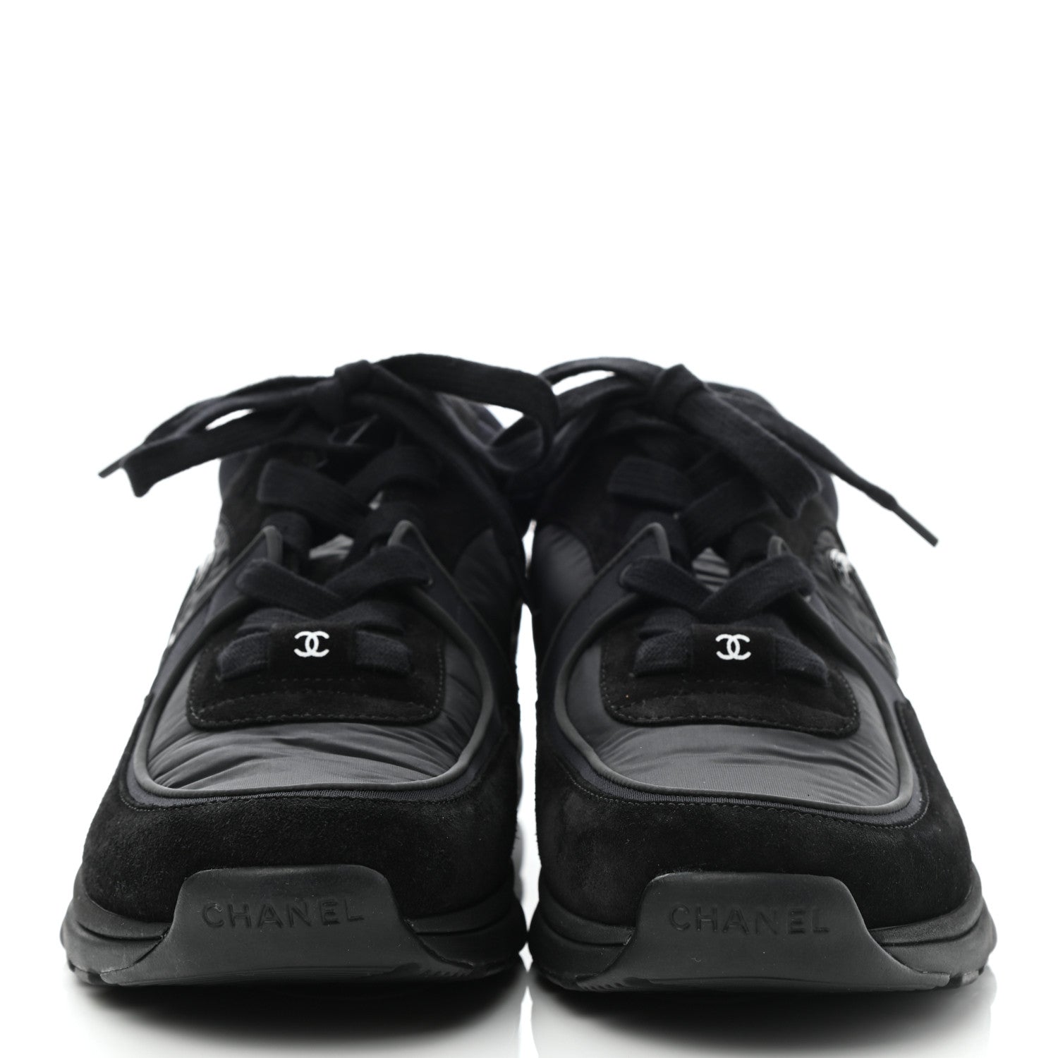 Chanel Nylon Calfskin Suede CC Sneakers 40 Black 2 of 8
