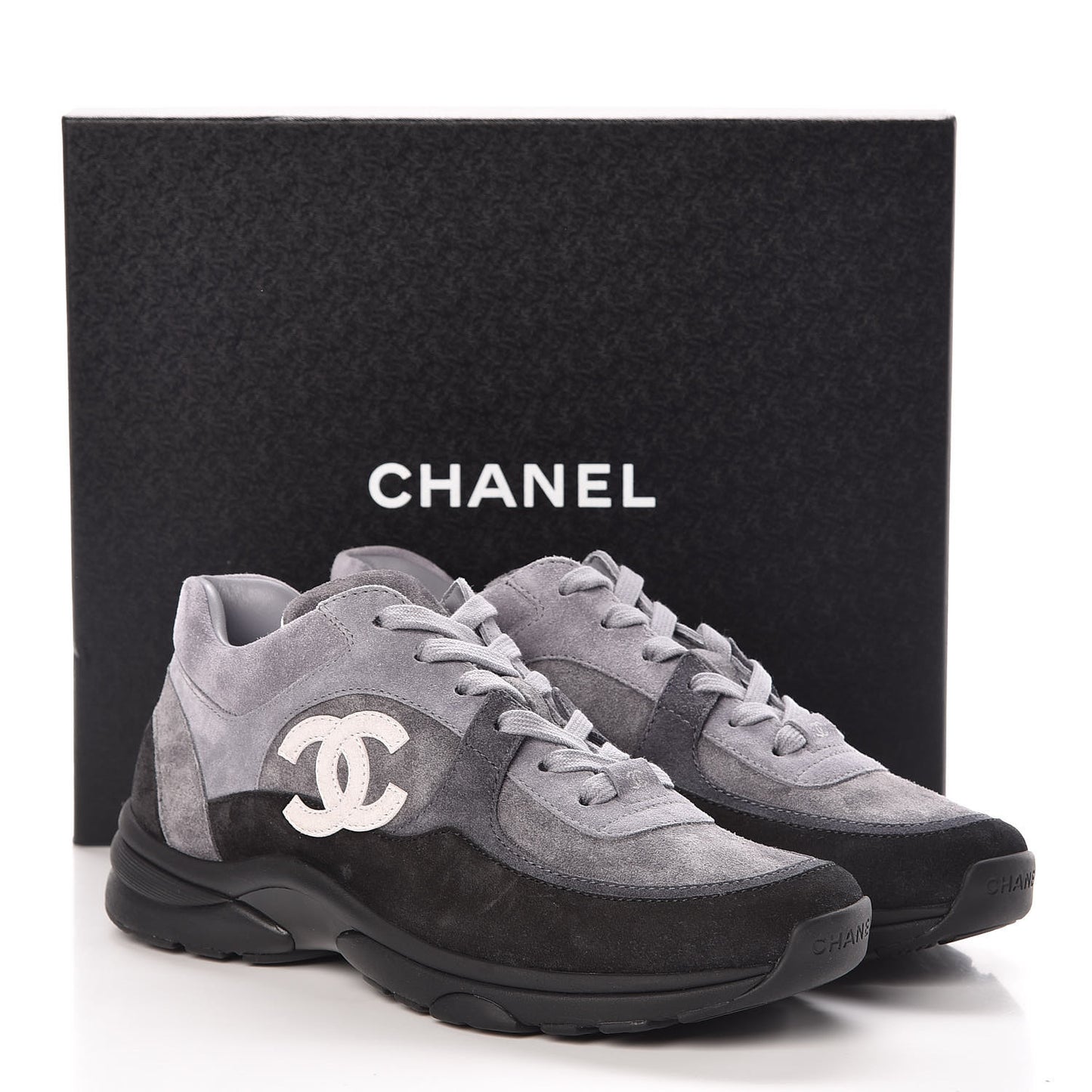 Suede Calfskin CC Sneakers 39 Grey