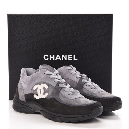 Chanel Suede Calfskin CC Sneakers 39 Grey 9 of 9