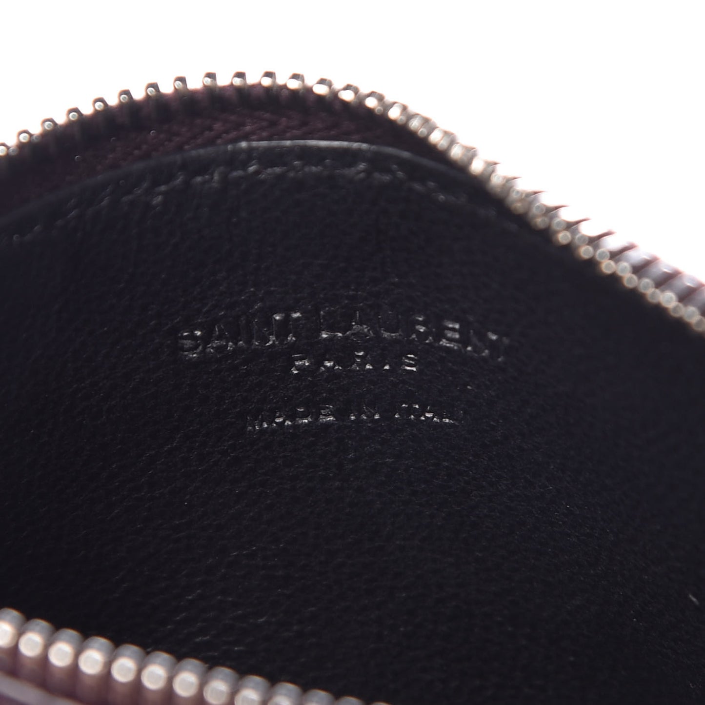 Grained Calfskin 5 Fragments Zip Pouch Card Holder Amaranto