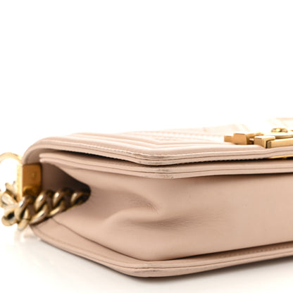 Chanel Caviar Suede Calfskin Chevron Quilted Small Boy Flap Light Pink 8 of 11