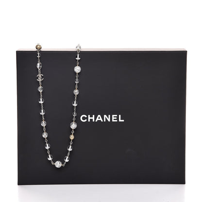 Chanel Beaded Crystal CC Long Necklace Silver 6 of 6