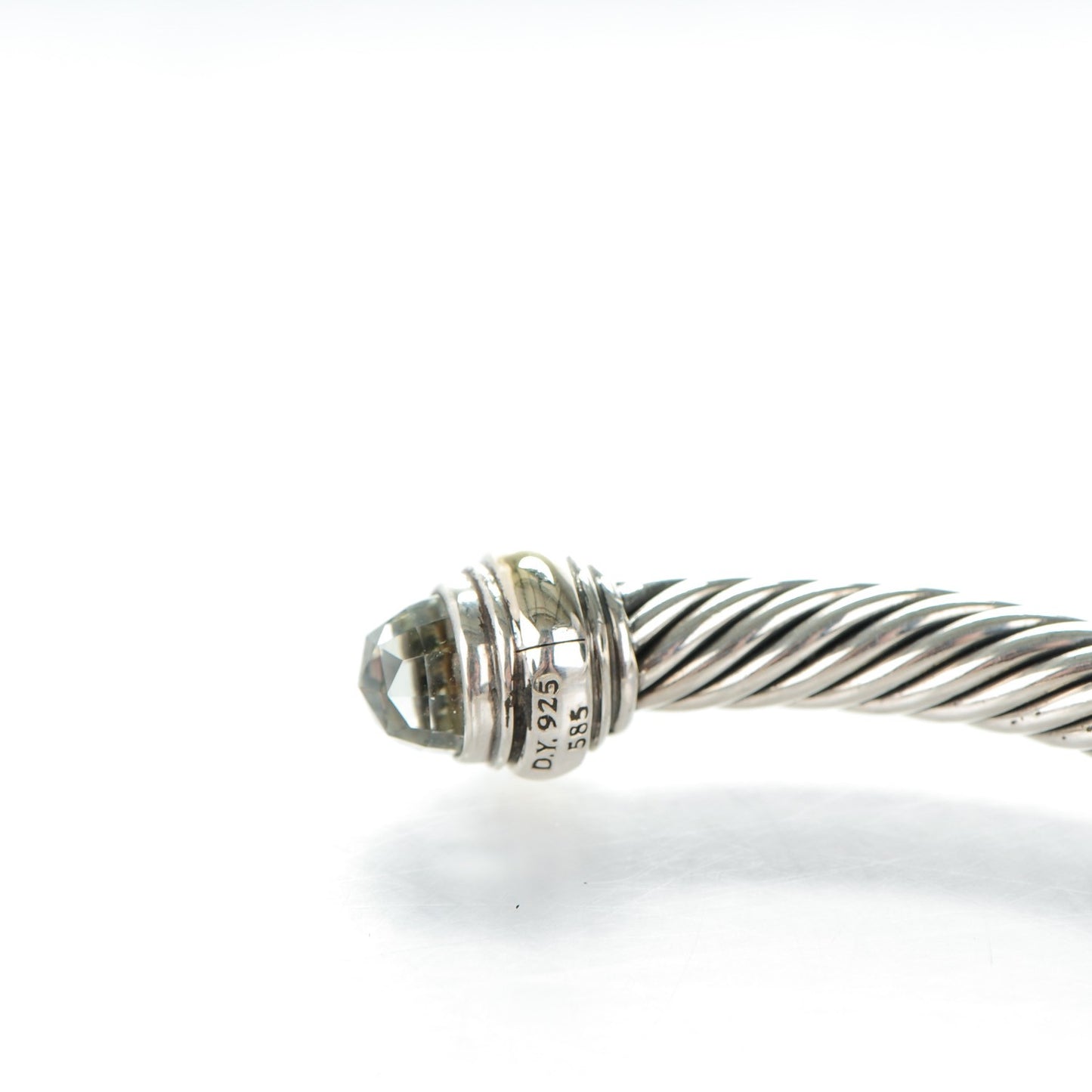 Sterling Silver 14K Yellow Gold Prasiolite 5mm Cable Classics Bracelet