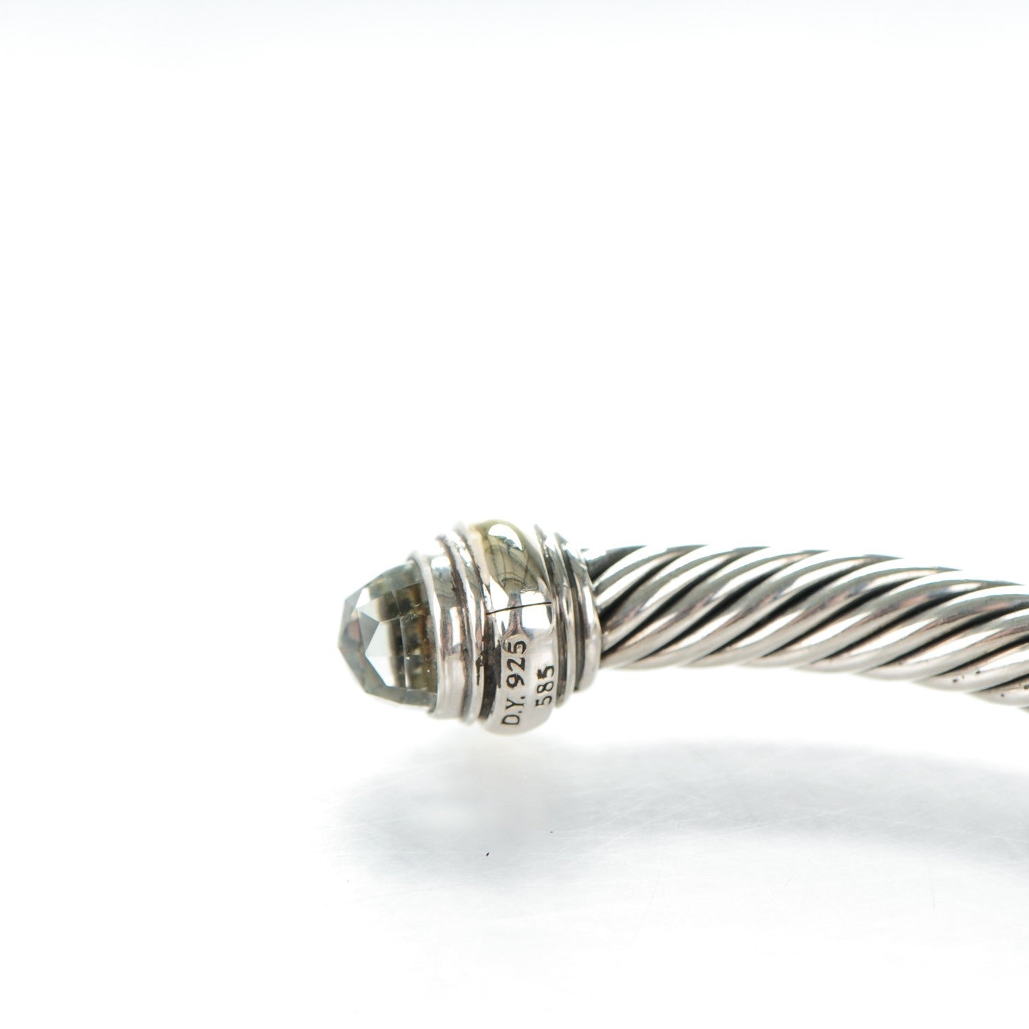 David Yurman Sterling Silver 14K Yellow Gold Prasiolite 5mm Cable Classics Bracelet 4 of 5