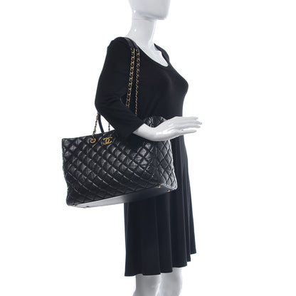 Chanel Aged Calfskin Quilted Large Coco Handle Shopping Tote Black 2 of 11
