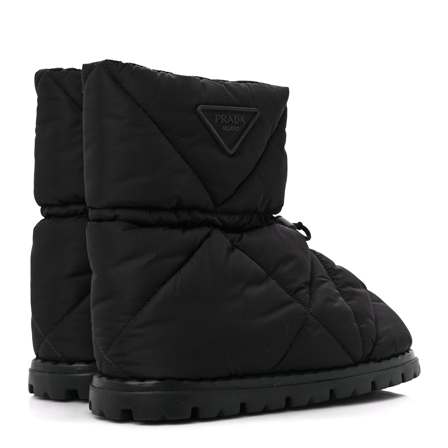 Prada Re-Nylon Piuma Triangle Logo Padded Drawcord 20mm Snow Boots 36.5 Black 5 of 8