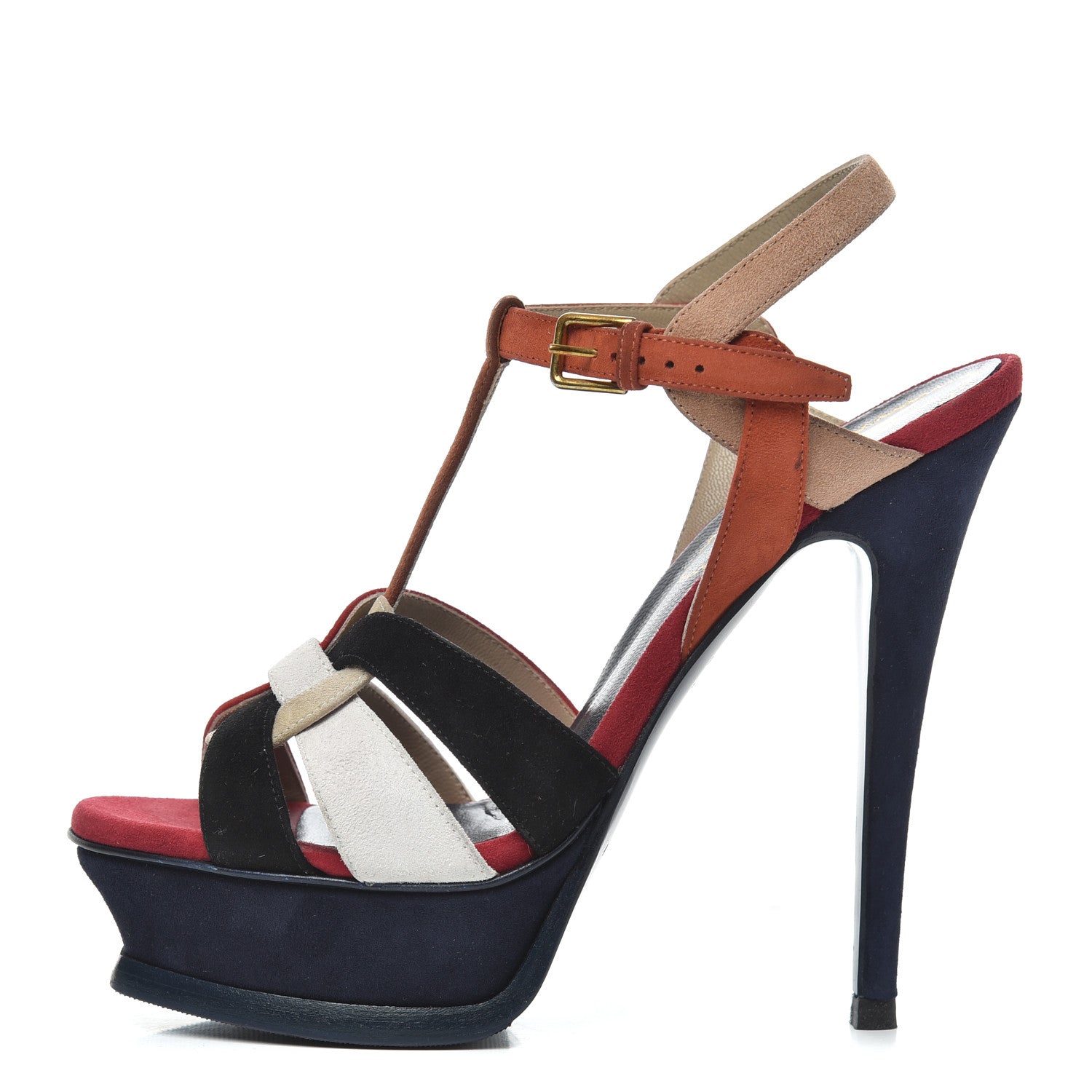 Saint Laurent Suede Tribute 105 Platform Sandals 35.5 Pacific 1 of 16