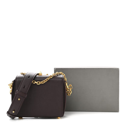Alexander McQueen Silky Amish Grained Goatskin Box Shoulder Bag 16 Burgundy 16 of 19