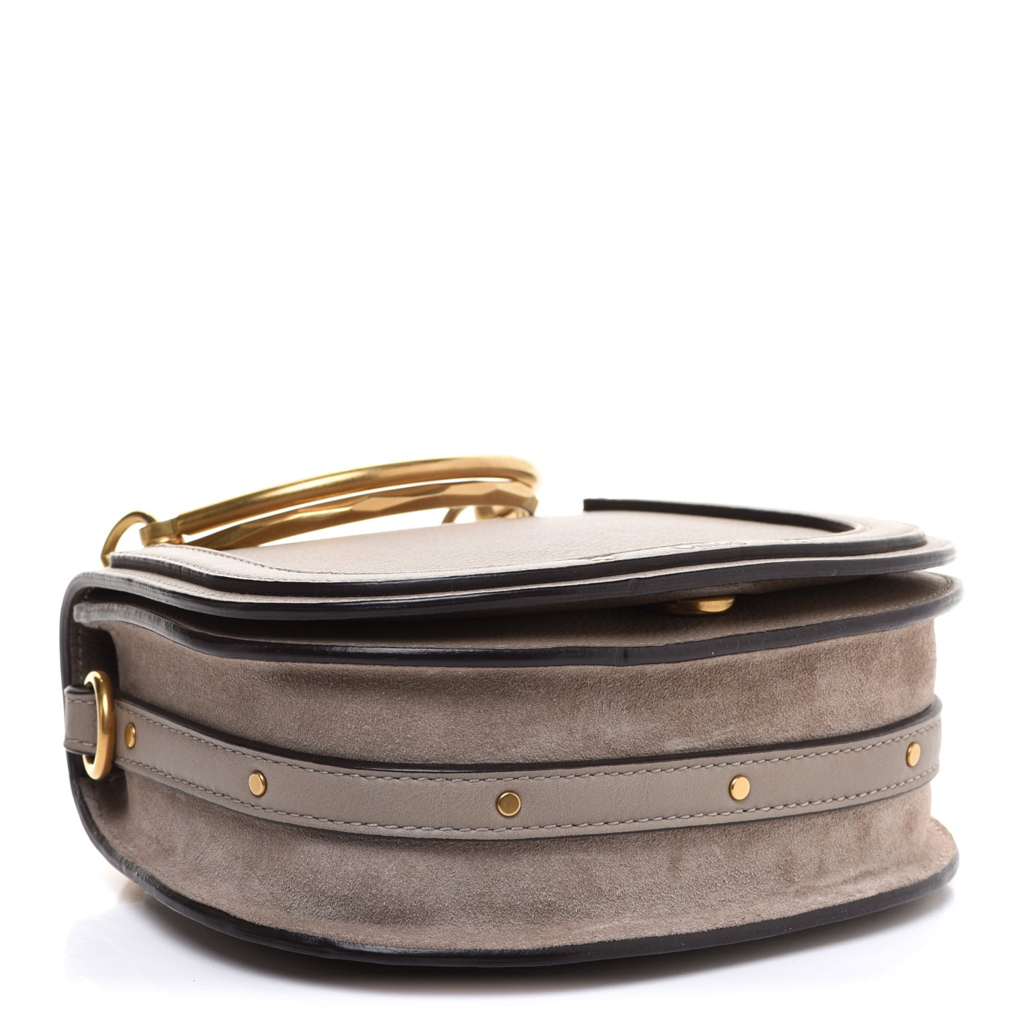 Calfskin Suede Small Nile Bracelet Bag Motty Grey