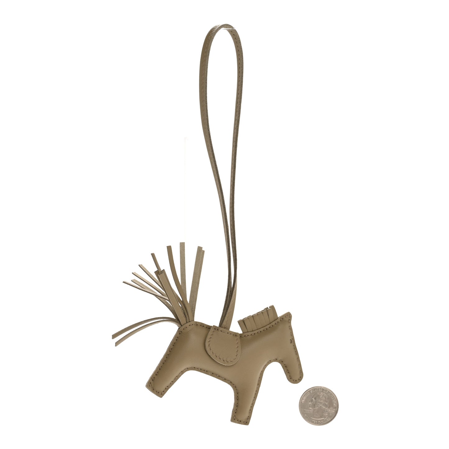 Milo Lambskin Grigri Rodeo Horse Bag Charm PM Beige Marfa