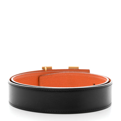 Hermes Box Togo 32mm Martelee Constance Belt 85 Black Orange 2 of 8
