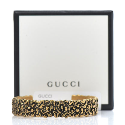 Gucci Metal Lion Mane Cuff Bracelet Aged Gold 6 of 6