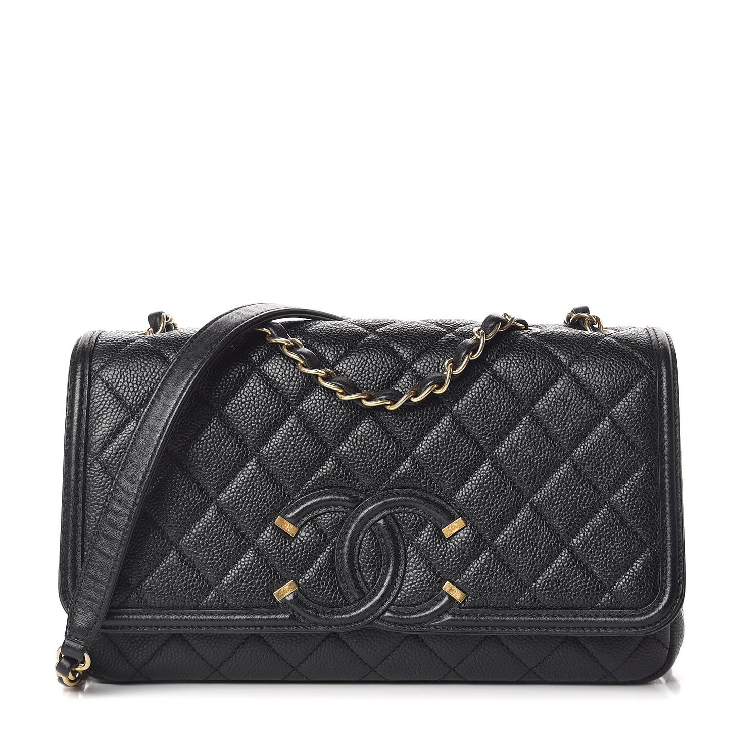 Caviar Quilted Medium CC Filigree Flap Black