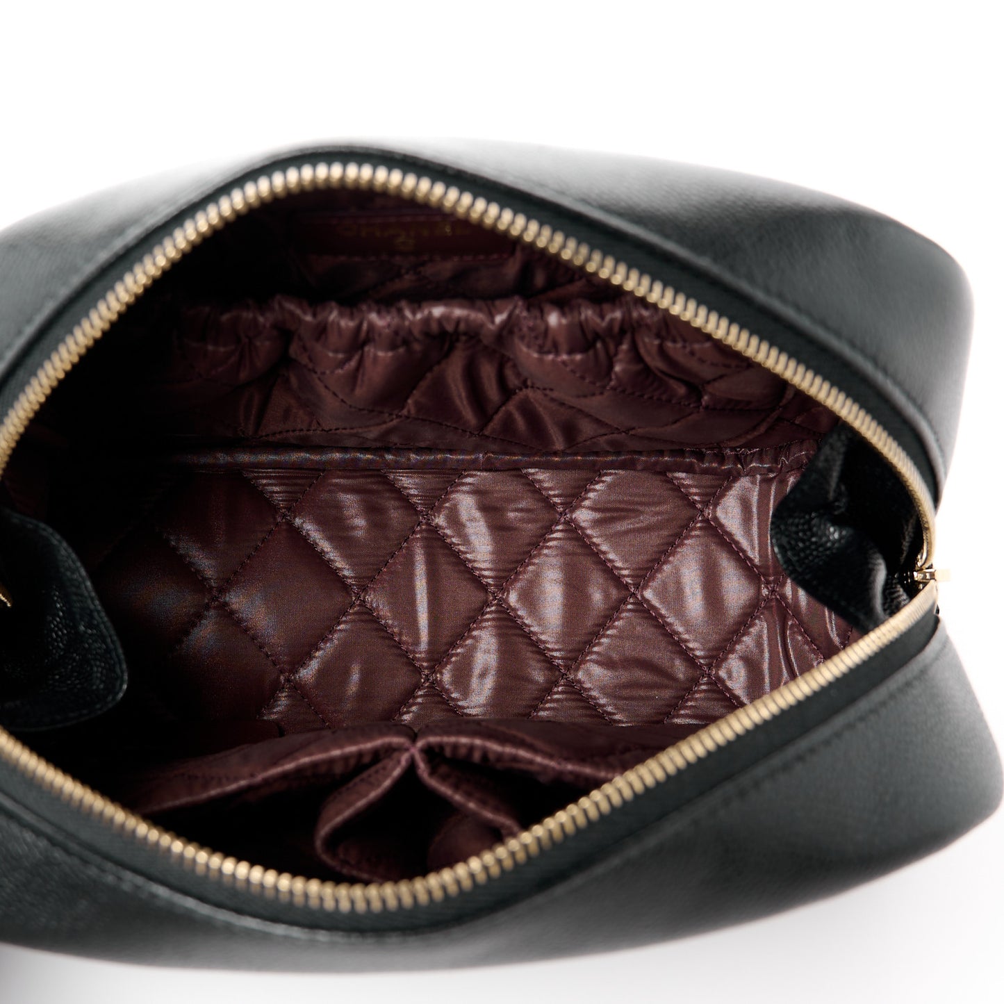 Caviar Quilted Medium Curvy Pouch Cosmetic Case Black
