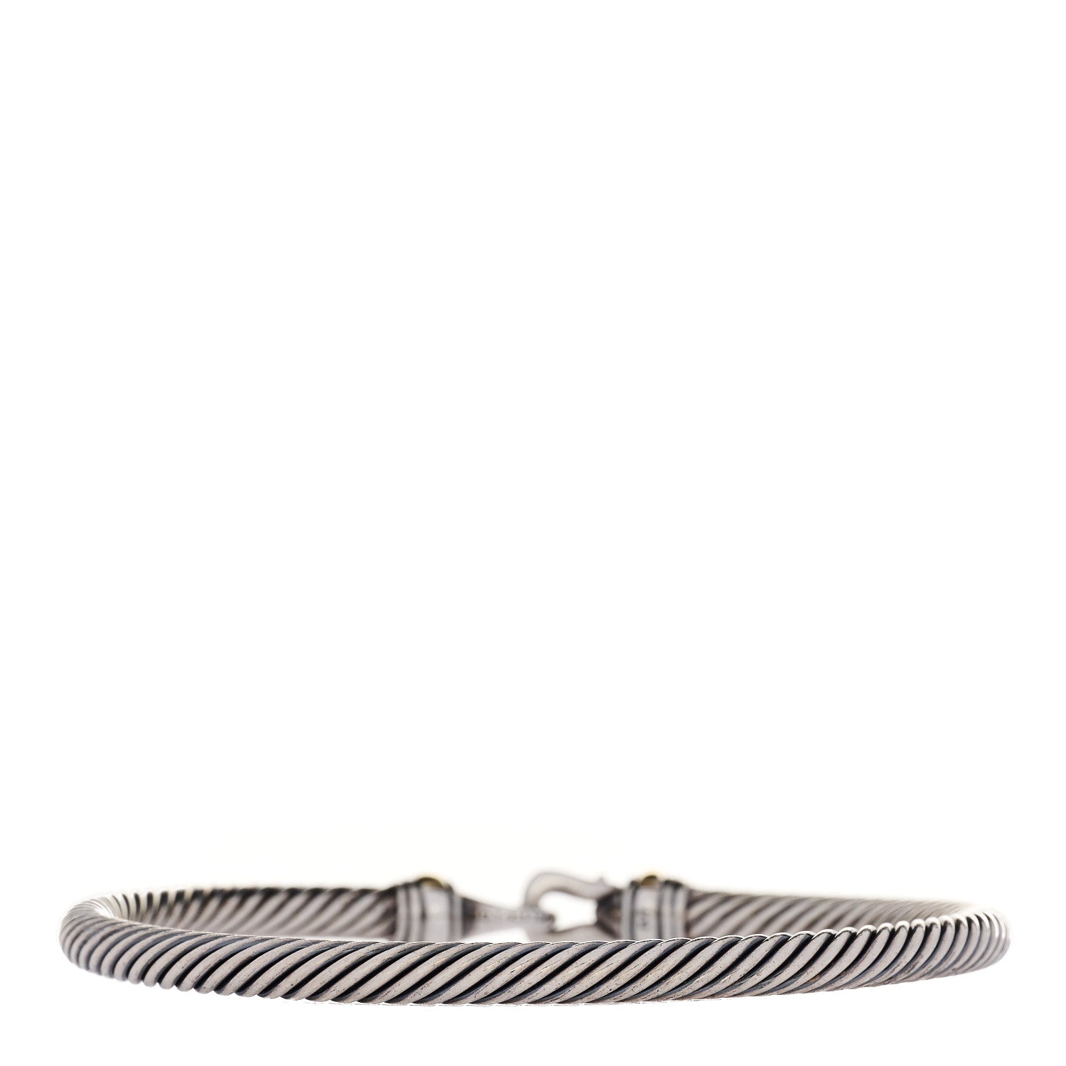 David Yurman Sterling Silver 18K Yellow Gold 4mm Cable Classic Buckle Bracelet 3 of 4