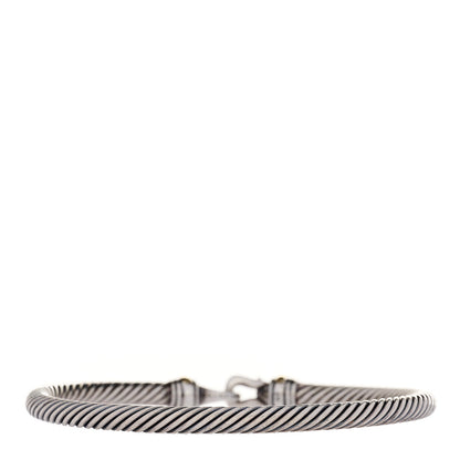 David Yurman Sterling Silver 18K Yellow Gold 4mm Cable Classic Buckle Bracelet 3 of 4