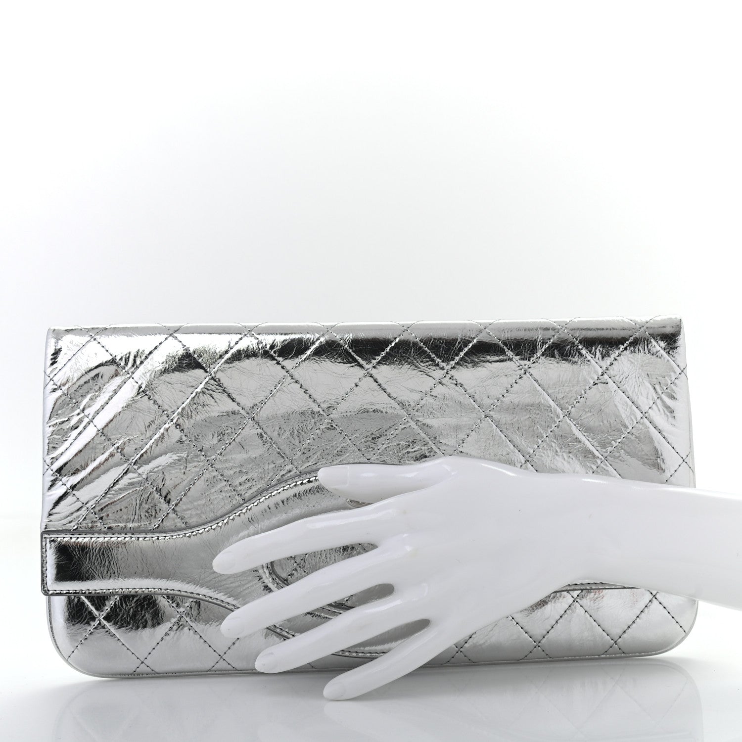 Chanel Metallic Crumpled Calfskin Small 31 Pouch Silver 2 of 7
