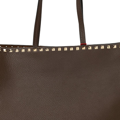 Valentino Garavani Grained Calfskin Rockstud Shoulder Tote Deep Taupe 6 of 8