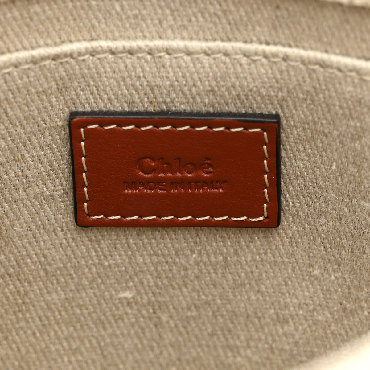Chloe Cotton Calfskin Small Woody Ribbon Tote With Strap White Brown 6 of 12