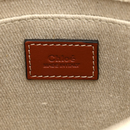 Chloe Cotton Calfskin Small Woody Ribbon Tote With Strap White Brown 6 of 12