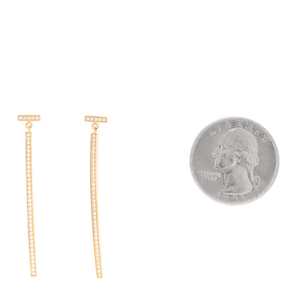 Tiffany 18K Yellow Gold Diamond T Bar Earrings 2 of 5