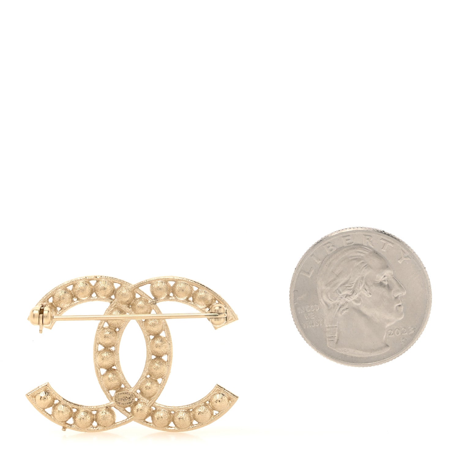 Chanel Crystal Coco's Pearls CC Brooch Light Gold 2 of 4