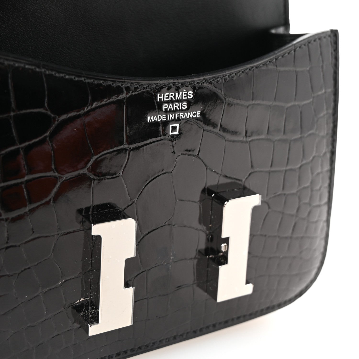 Hermes Shiny Alligator Constance Slim Wallet Black 7 of 8