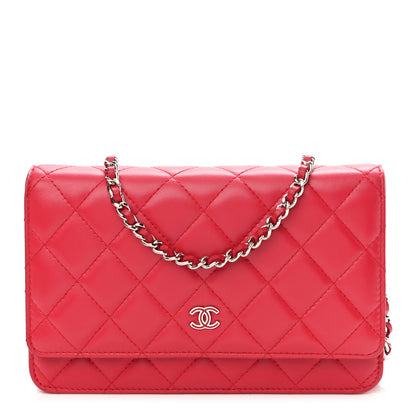 Chanel Lambskin Quilted Wallet On Chain WOC Fuchsia 1 of 13