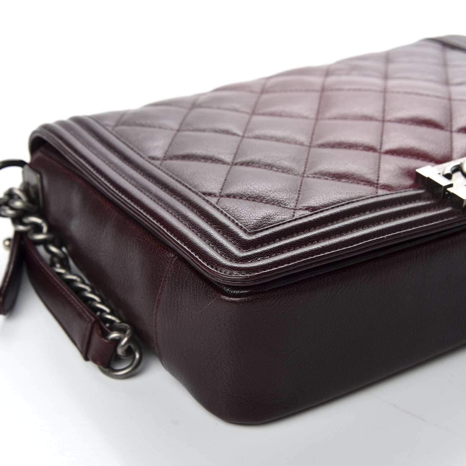 Chanel Goatskin Ombre Faded Quilted New Medium Boy Flap Burgundy 9 of 10