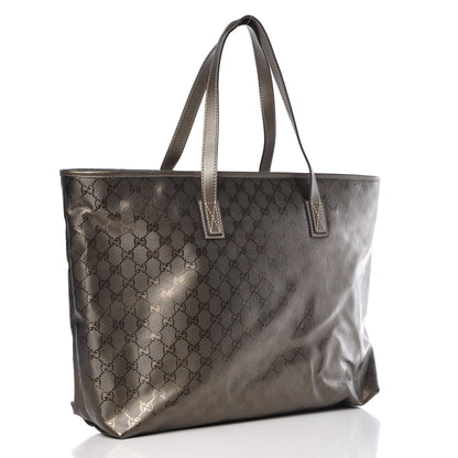 Gucci Imprime Monogram Large Zippered Shopping Tote Pewter 3 of 12