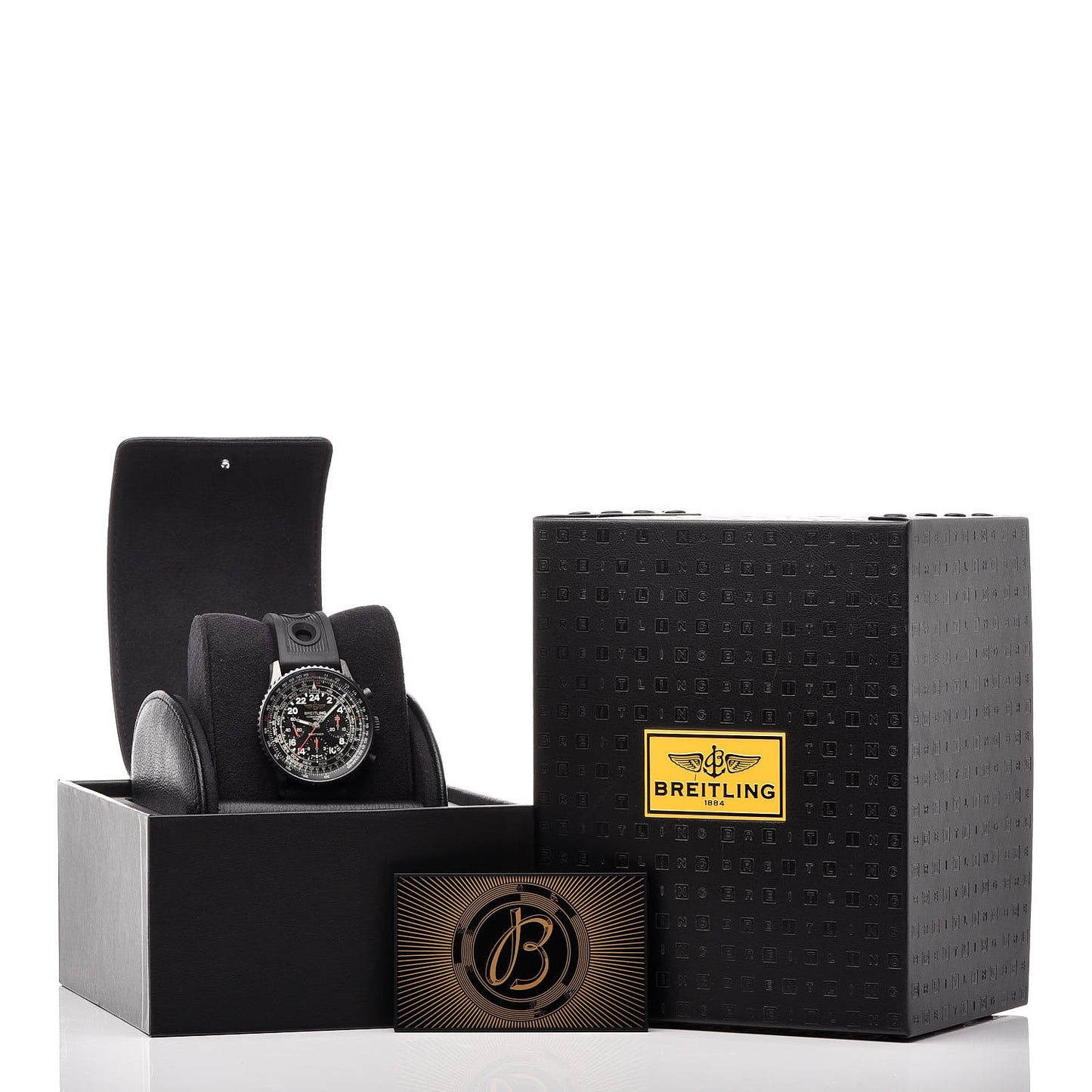 Black Steel Rubber 43mm Navitimer Cosmonaute Chronograph Automatic Watch Black MB0210B6