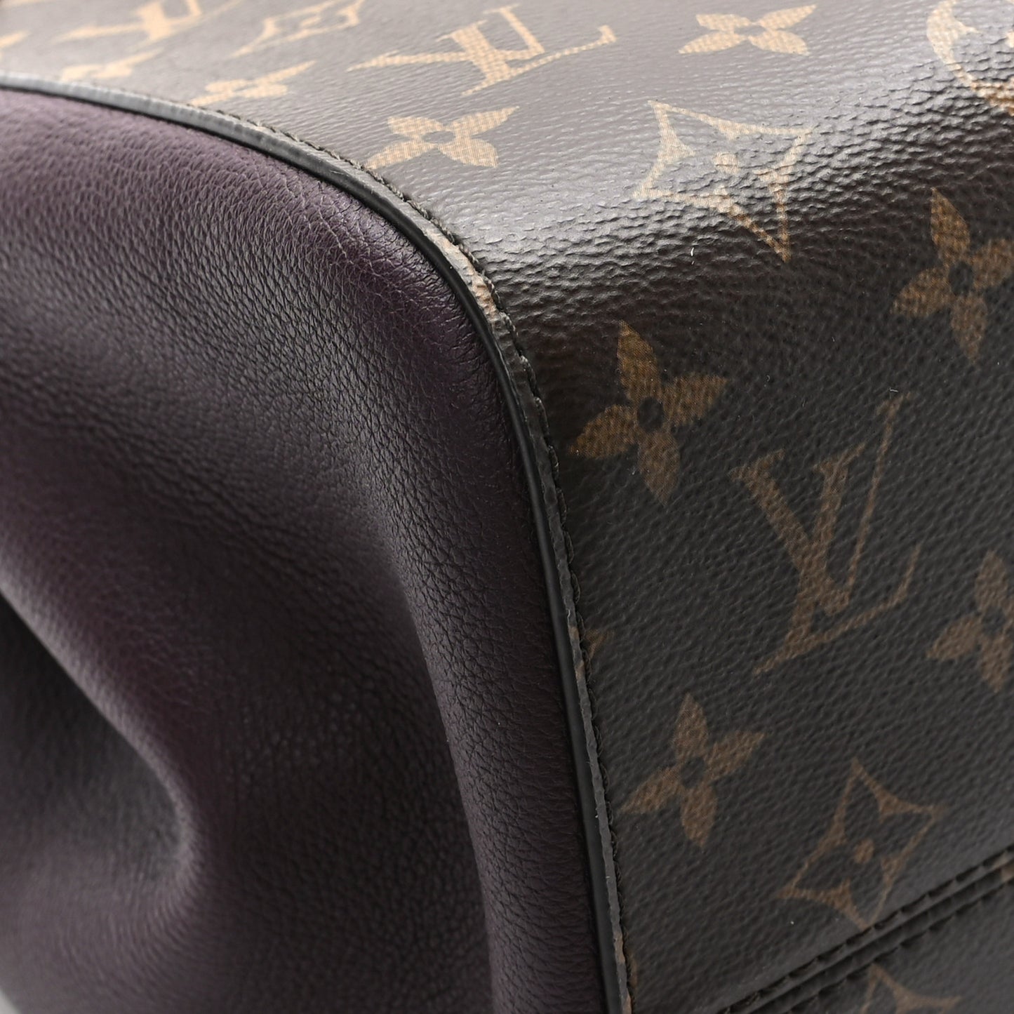 Calfskin Monogram Fold Tote MM Black Wine Cream