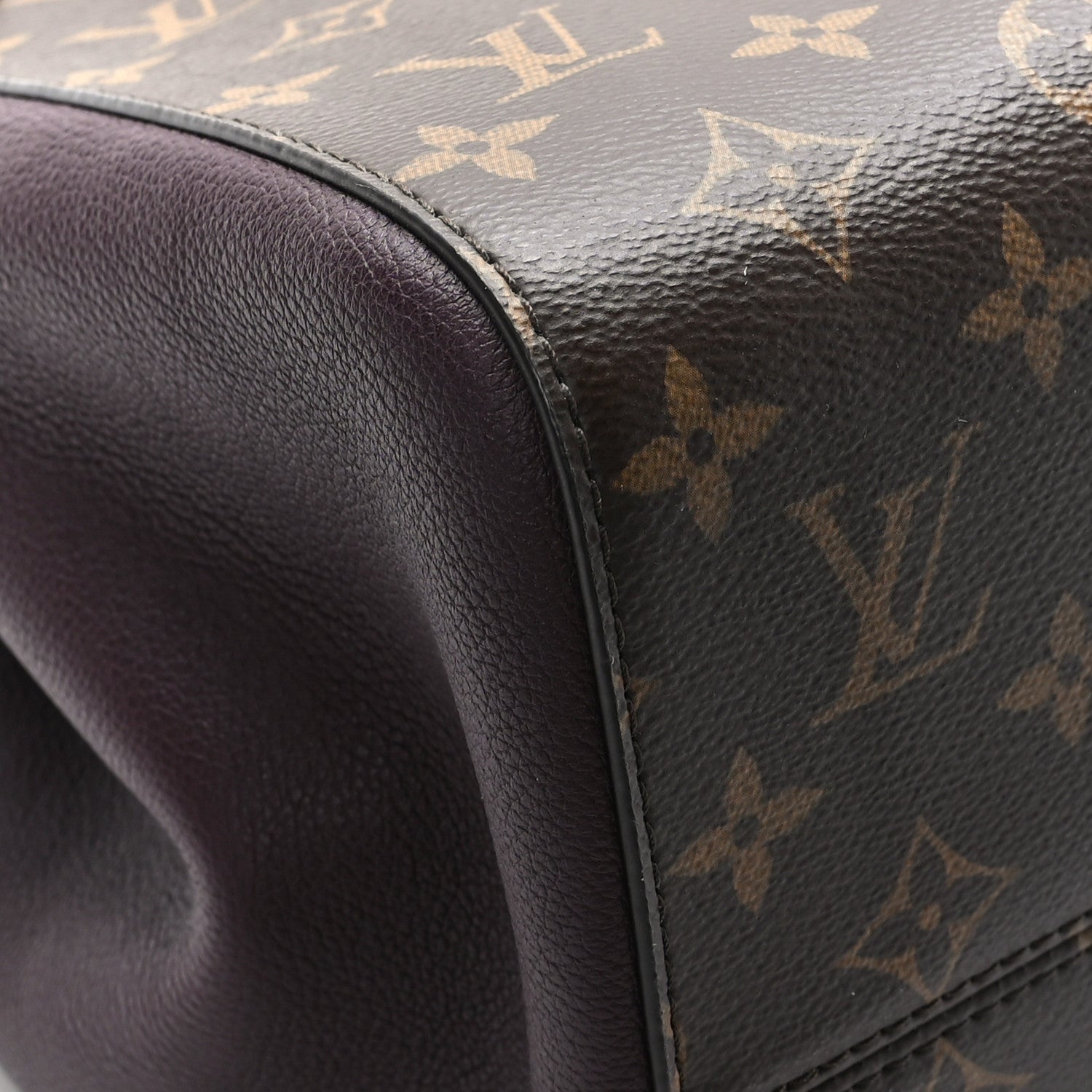 Louis Vuitton Calfskin Monogram Fold Tote MM Black Wine Cream 6 of 7
