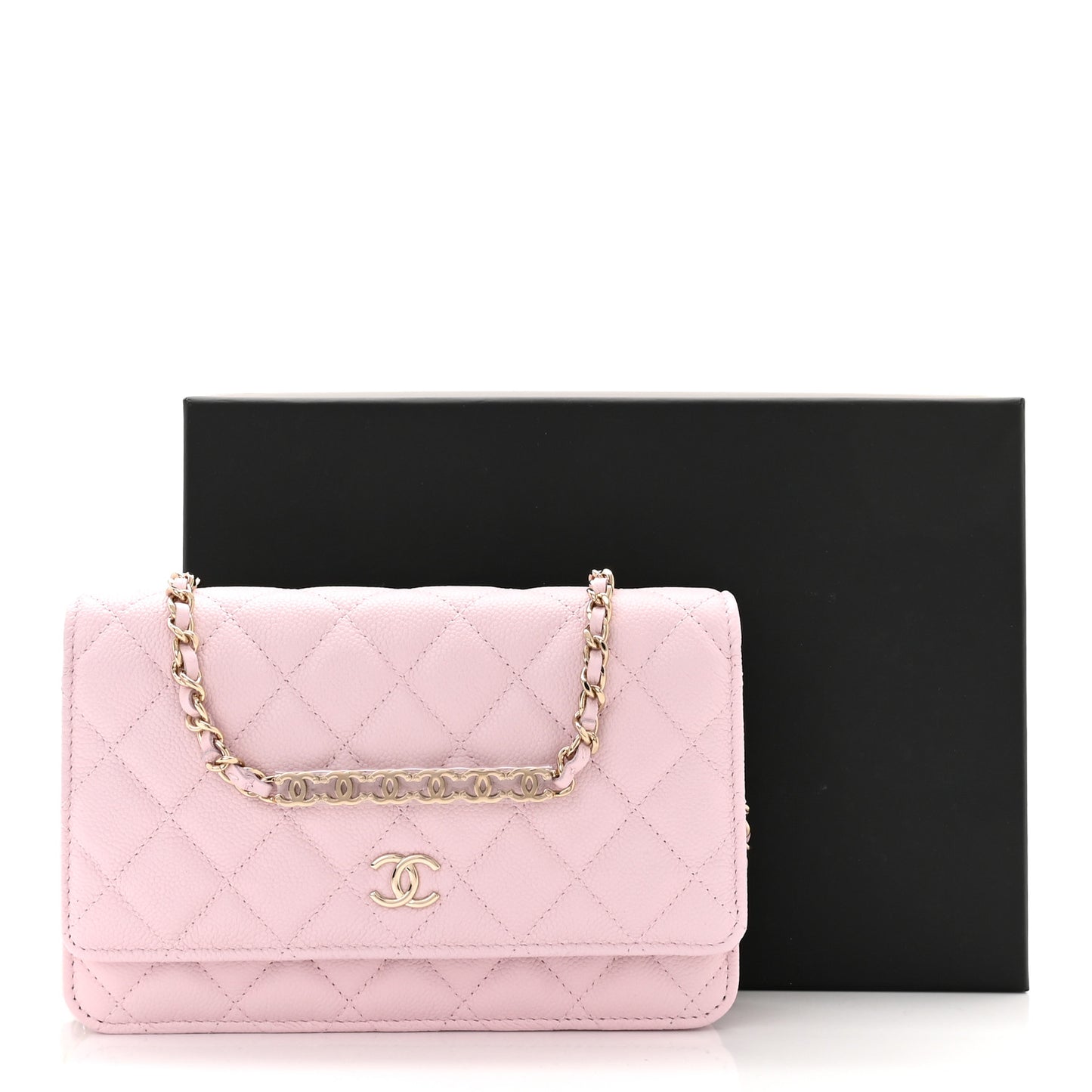Caviar Quilted Tiny CC Wallet On Chain WOC Light Pink