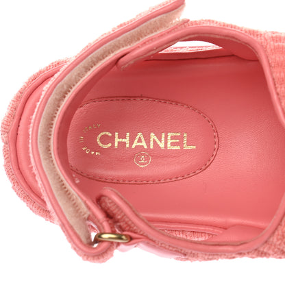 Chanel Knit Fabric Velcro Dad Sandals 38 Coral 7 of 9