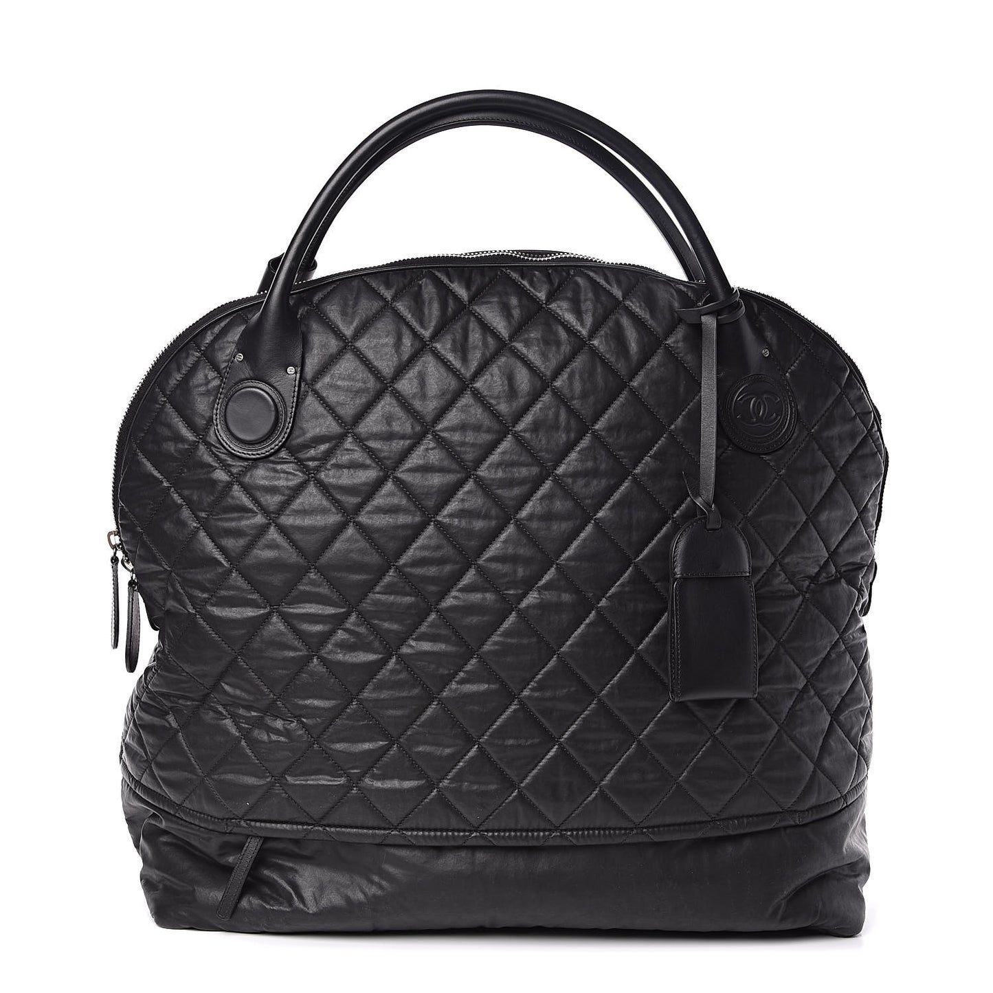 Coated Canvas Quilted Large Garment Travel Bag Black