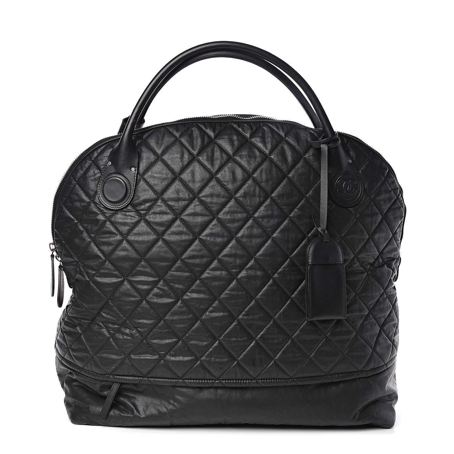 Chanel Coated Canvas Quilted Large Garment Travel Bag Black 1 of 10