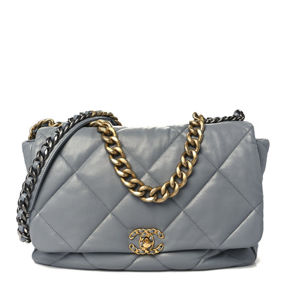 Chanel Goatskin Quilted Maxi Chanel 19 Flap Grey 1 of 10