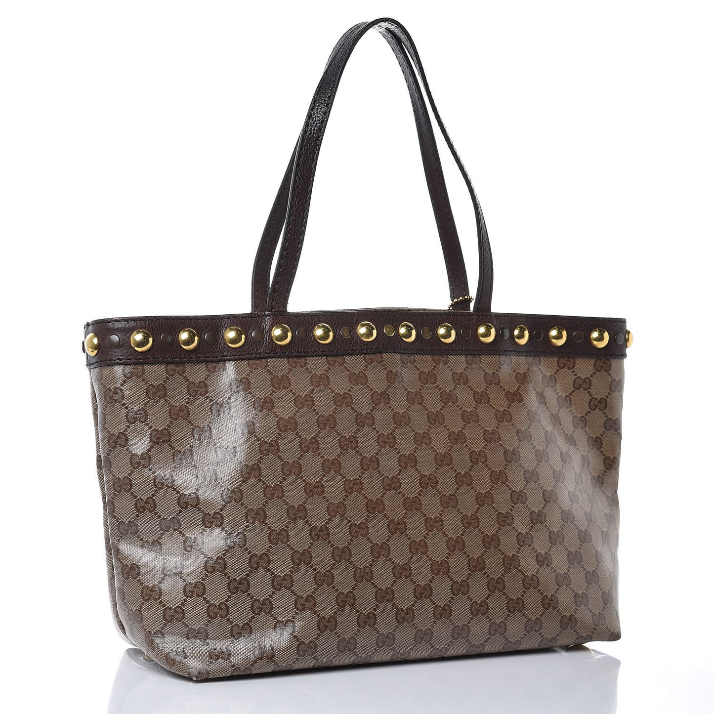 Crystal Monogram Medium Babouska Shopping Tote Dark Brown