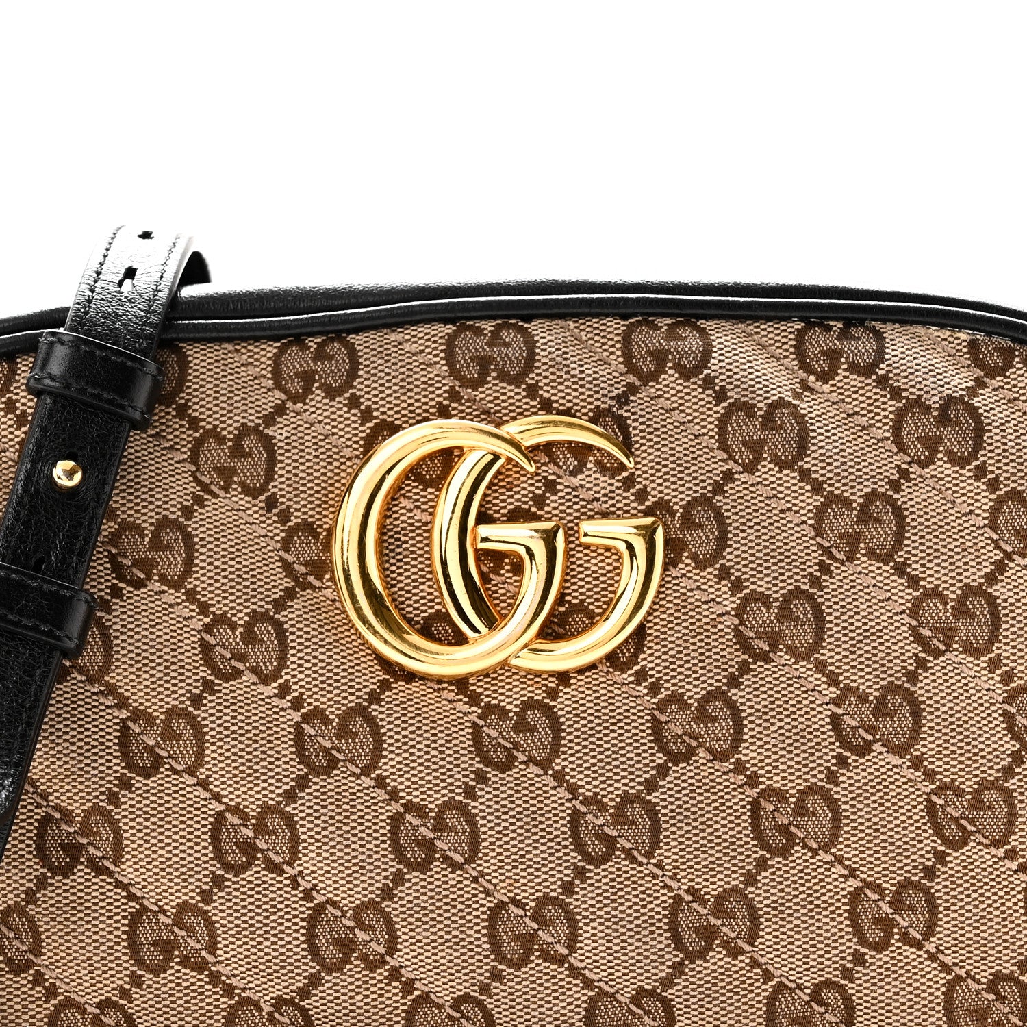 Gucci Monogram Matelasse Diagonal Small GG Marmont Chain Shoulder Bag Beige Black Beige Black 8 of 10