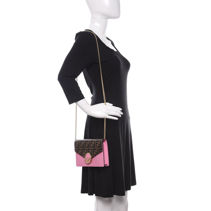Fendi Vitello Cruise F is Fendi Bi-Color FF 1974 Embossed Medium Envelope Wallet On Chain Maya Black Lollypop 2 of 10