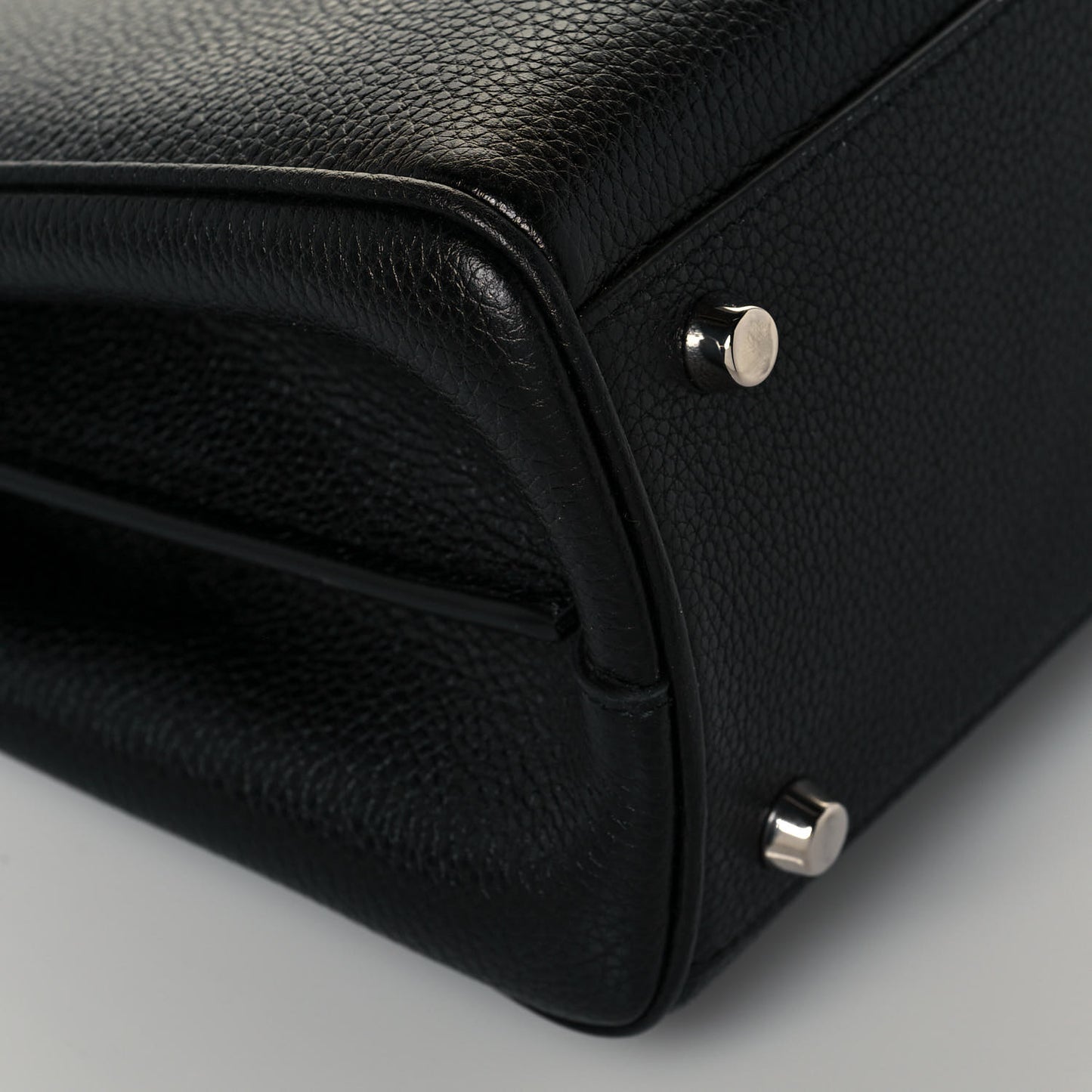 Grainy Calfskin Small Zumi Top Handle Bag Black