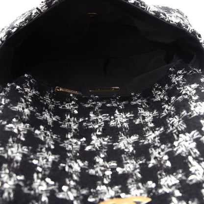 Chanel Tweed Quilted Large Chanel 19 Flap Black Silver Ecru 5 of 9