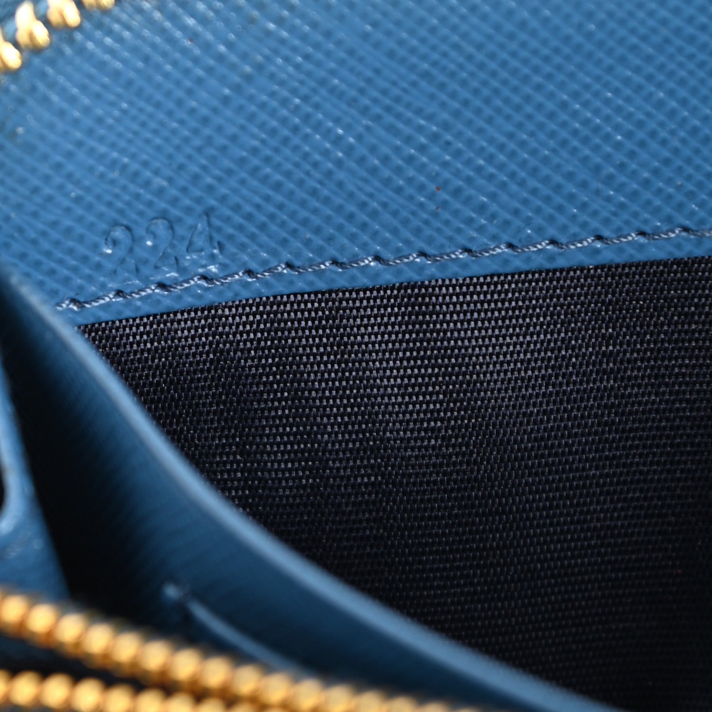 Saffiano Metal Zip Around Wallet Blue