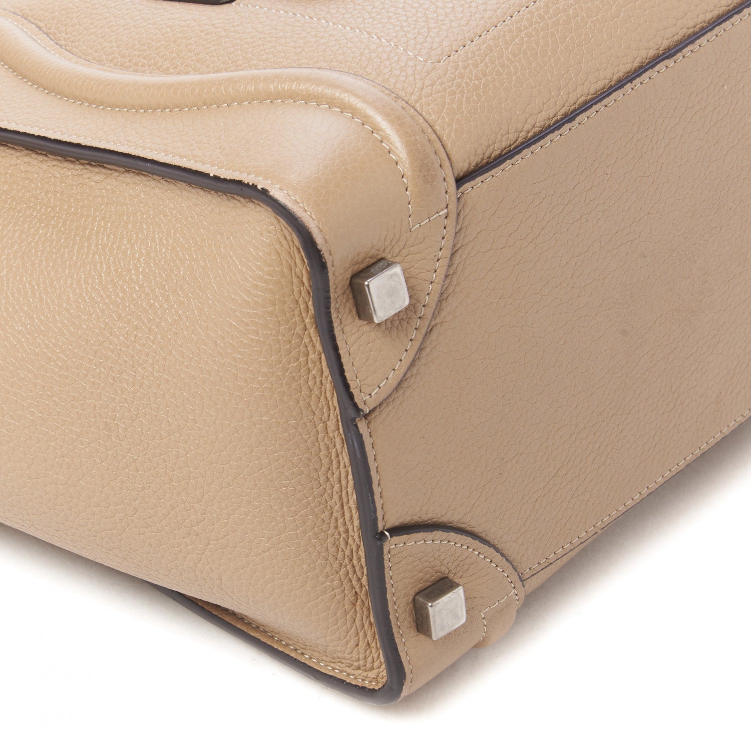 Celine Drummed Calfskin Micro Luggage Dune 5 of 10