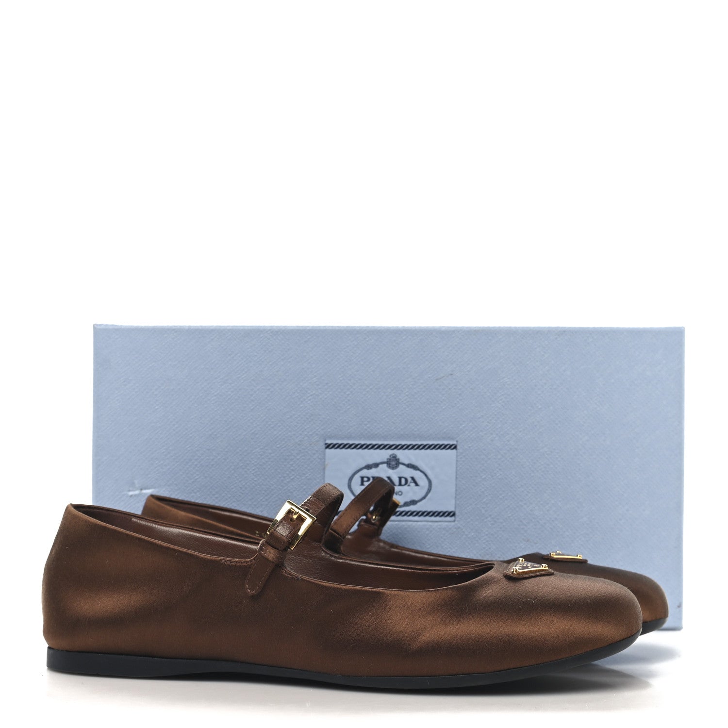 Prada Satin Triangle Ballerina Flats Tabacco 10 of 10