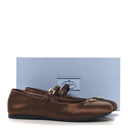 Prada Satin Triangle Ballerina Flats Tabacco 10 of 10
