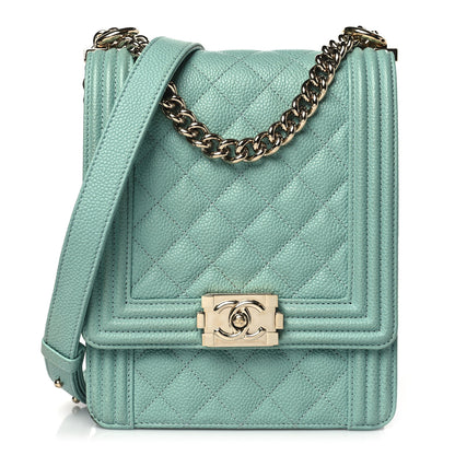 Chanel Caviar Quilted North South Boy Flap Light Blue 1 of 9