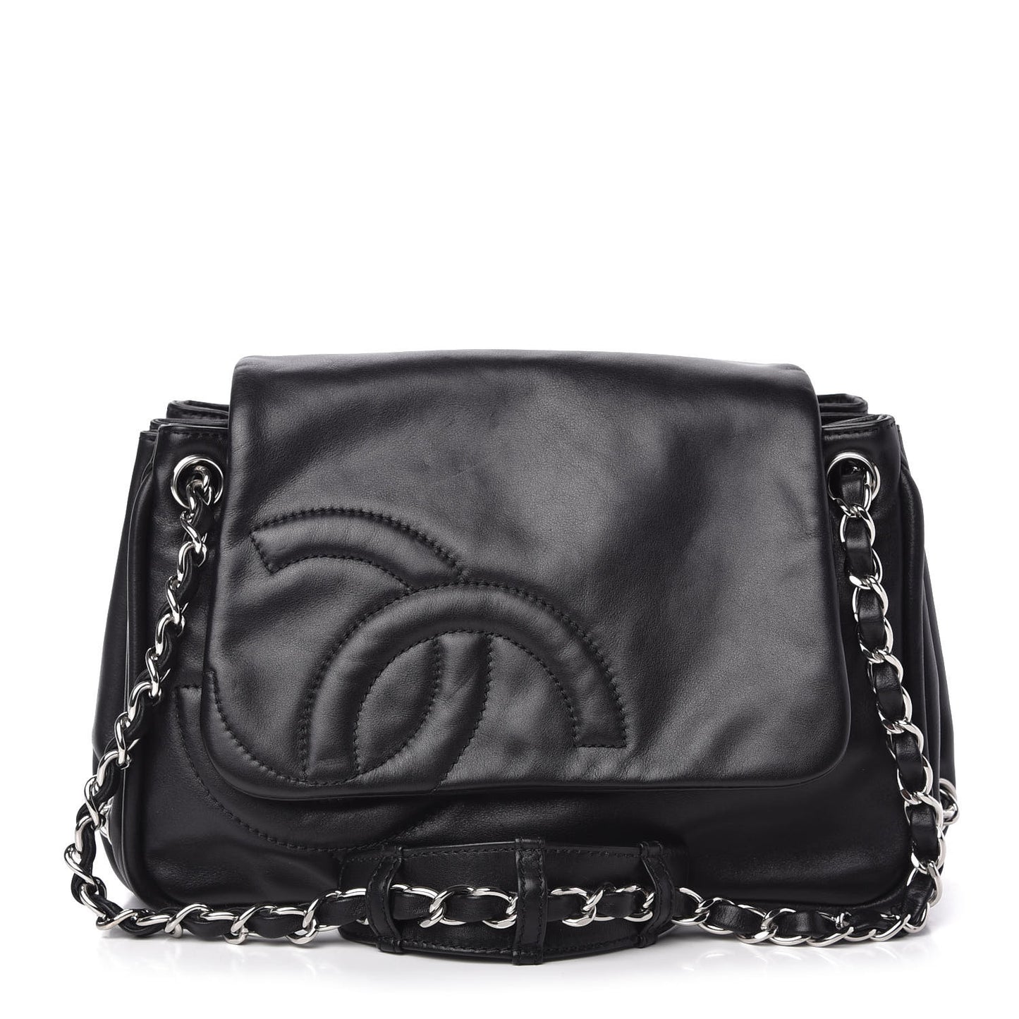 Calfskin Diagonal Ligne Flap Black